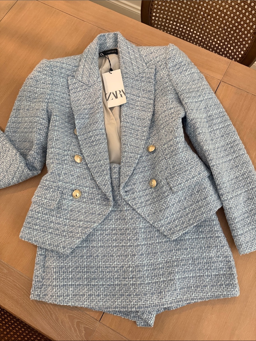 Blue Tweed Zara Blazer & Skort Set